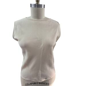 2 Piece Shamask 100% Silk Wide Leg Pant Set Champagne Ivory Sz 1 (M)